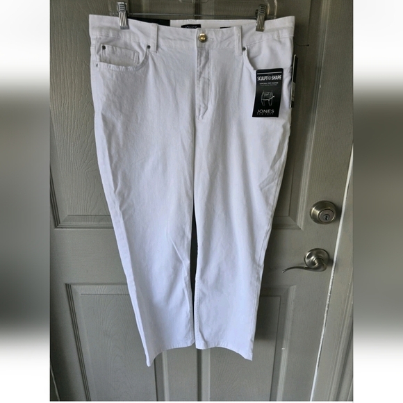 Jones New York Lexington Capri Jeans Sz 12 White Women Sculpt Shaper 34x24 - Picture 2 of 14